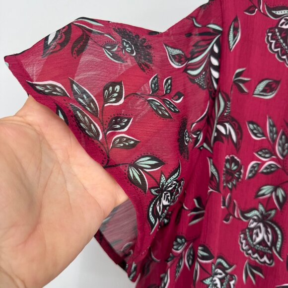 Lane Bryant Boho Chiffon Blouse Womens Plus Size 10/12 Square Neck Short Sleeves - Picture 9 of 11